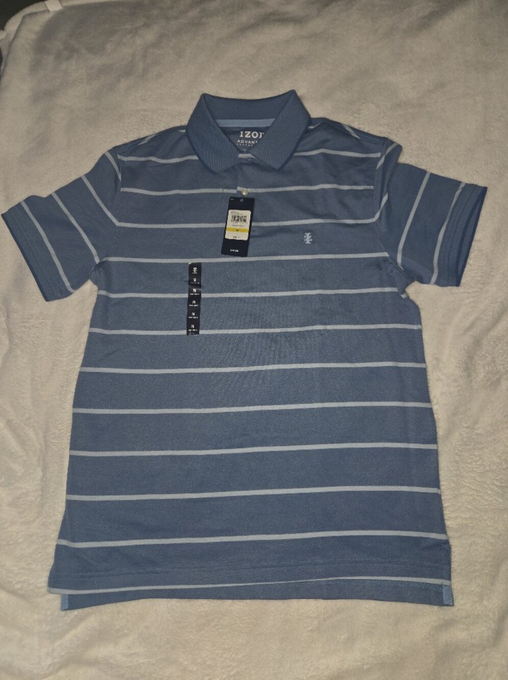 Izod Blue and Light Blue Striped Polo Shirt